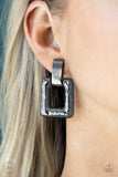 15 Minutes of FRAME - Black Clip-On Earrings - Paparazzi Accessories