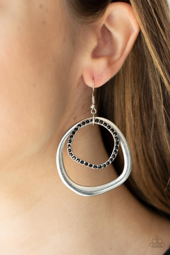 Spinning With Sass - Black Earrings - Paparazzi Accessories