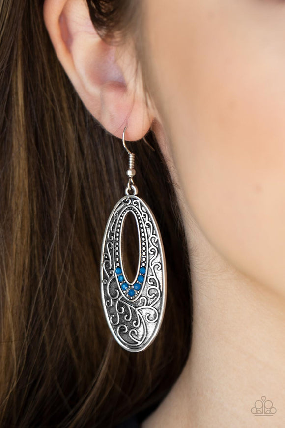 Fairytale Flora - Blue Earrings - Paparazzi Accessories