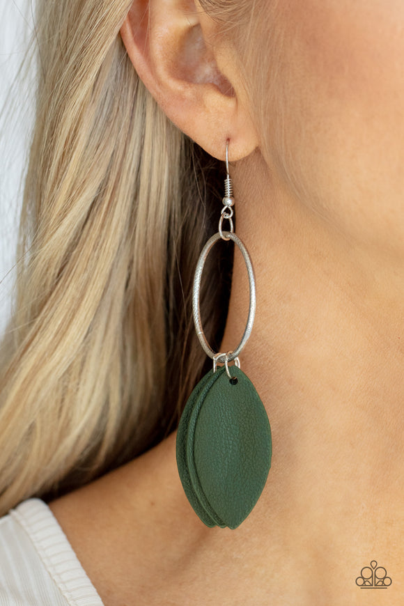 Leafy Laguna - Green Earrings - Paparazzi Accessories