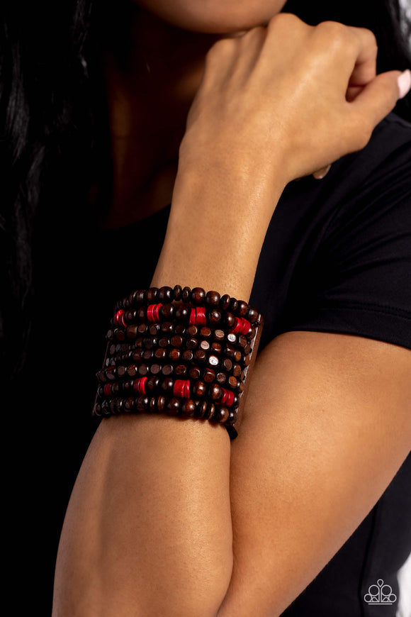 Tropical Time Zone - Red Bracelet - Paparazzi Accessories