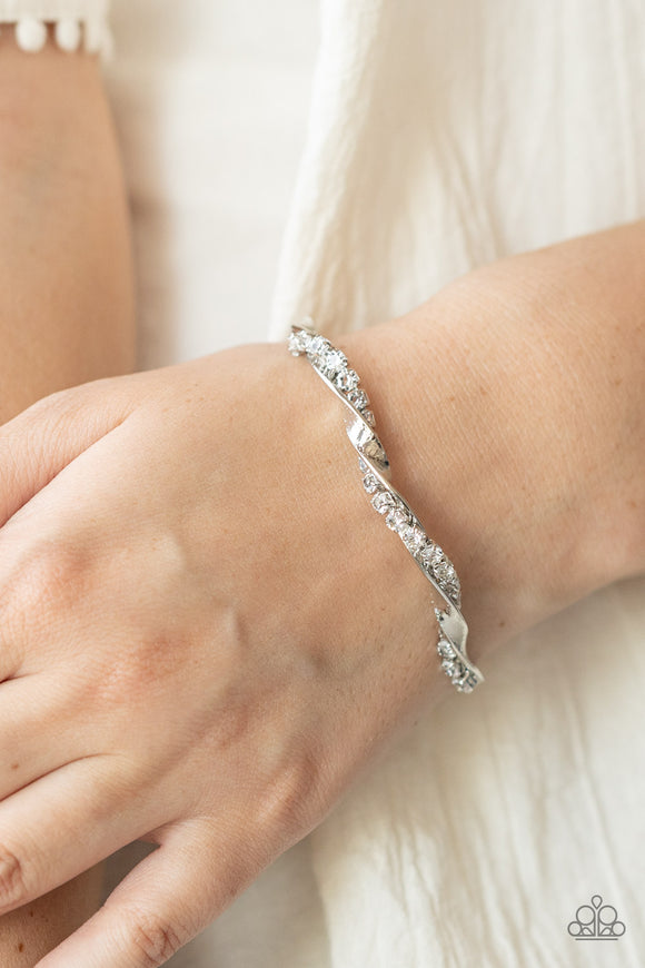 Twisted Twinkle - White Bracelet - Paparazzi Accessories