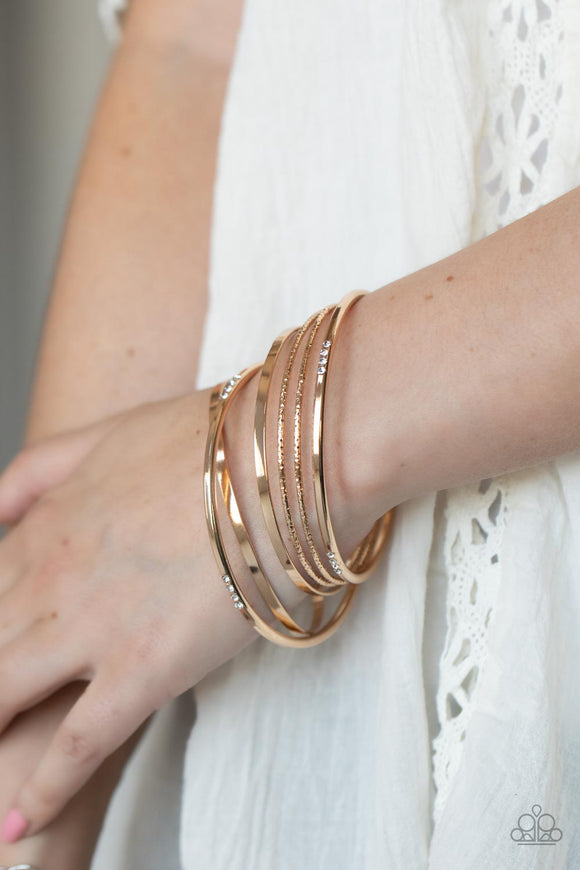 Lock, STACK, and Barrel - Gold Bracelet - Paparazzi Accessories