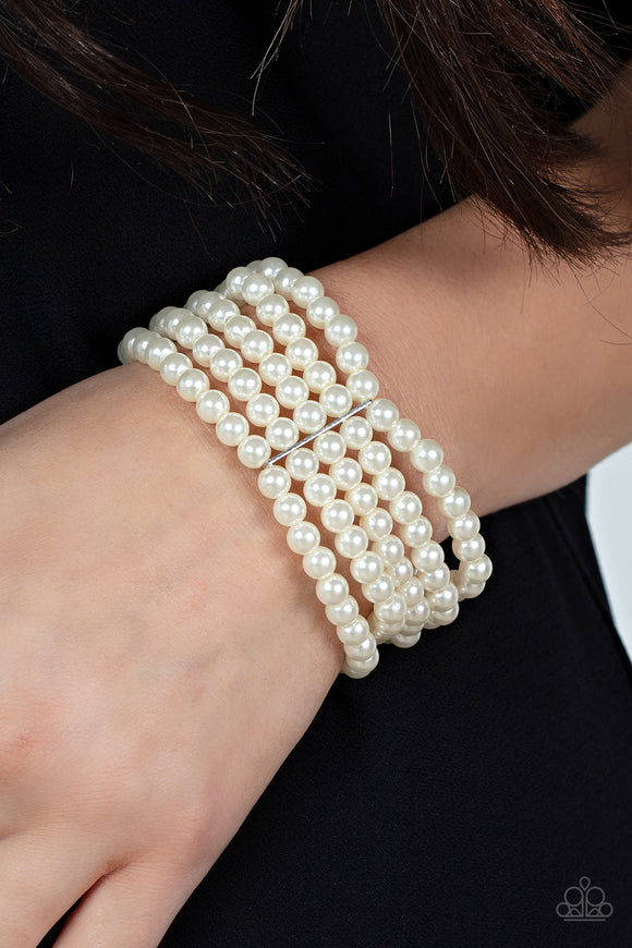 A Pearly Affair - White Bracelet - Paparazzi Accessories