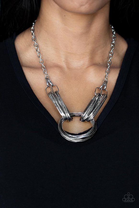 Lip Sync Links - Silver Necklace - Paparazzi Accessories