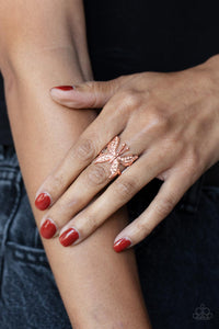 Blinged Out Butterfly - Copper Ring - Paparazzi Accessories