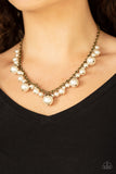 Uptown Pearls - Brass Necklace - Paparazzi Accessories