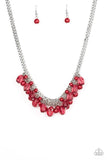 5th Avenue Flirtation - Red Necklace - Paparazzi Accessories Necklace Bedazzle Me Pretty Mobile Fashion Boutique