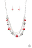5th Avenue Romance - Red Necklace - Paparazzi Accessories Necklace Bedazzle Me Pretty Mobile Fashion Boutique