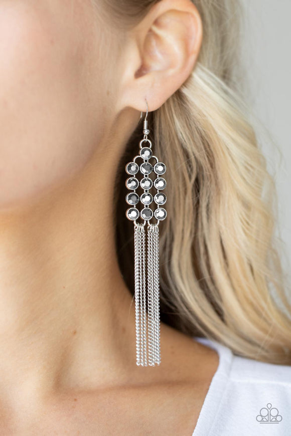 Tasteful Tassel - Silver Earrings - Paparazzi Accessories