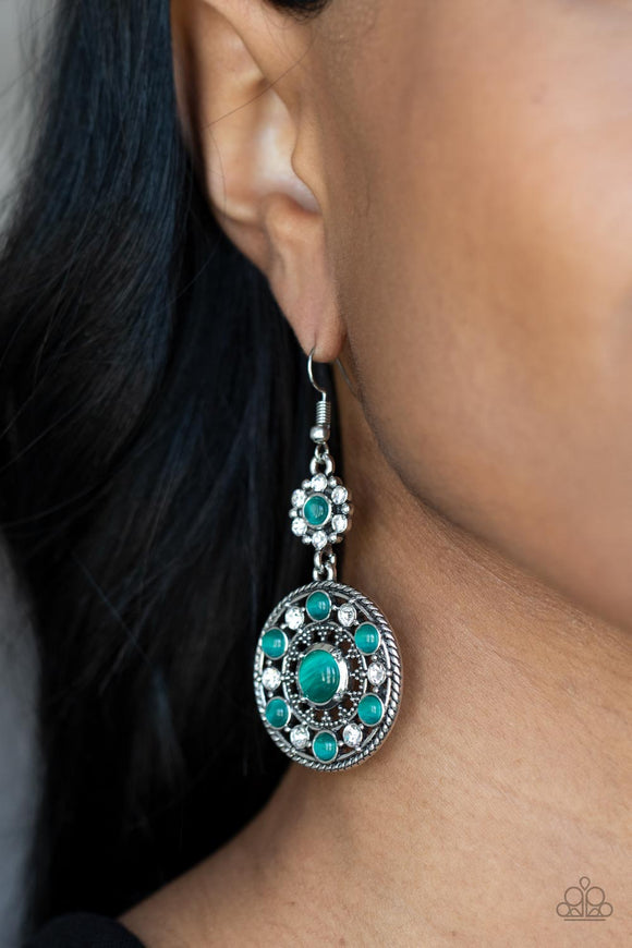 Party at My PALACE - Green Earrings - Paparazzi Accessories