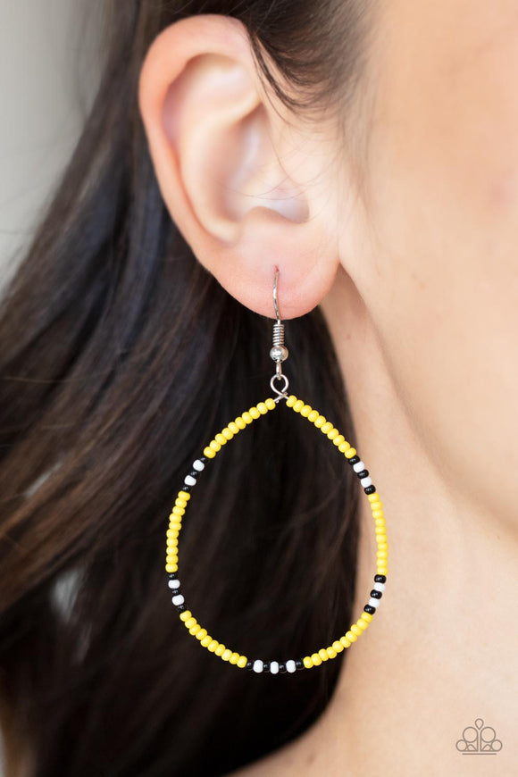 Keep Up The Good BEADWORK - Yellow Earrings - Paparazzi Accessories