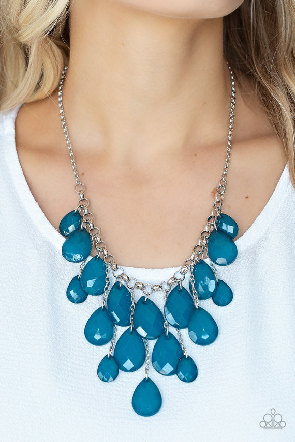 Front Row Flamboyance - Blue Necklace - Paparazzi Accessories