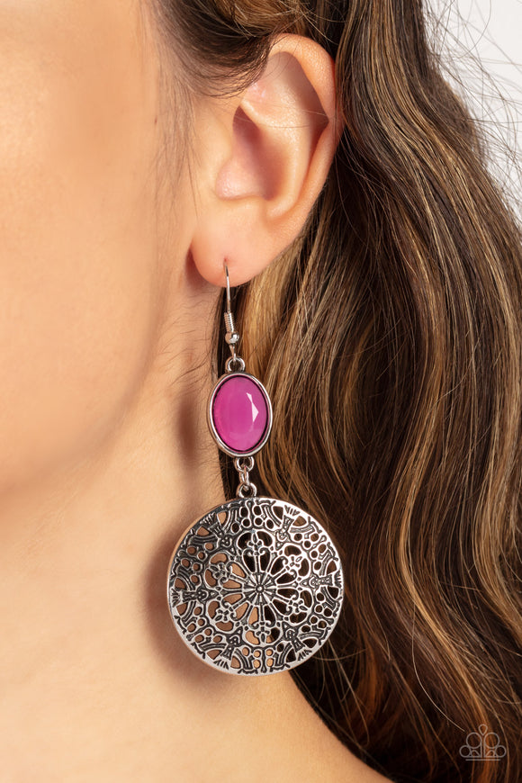Eloquently Eden - Pink Earrings - Paparazzi Accessories