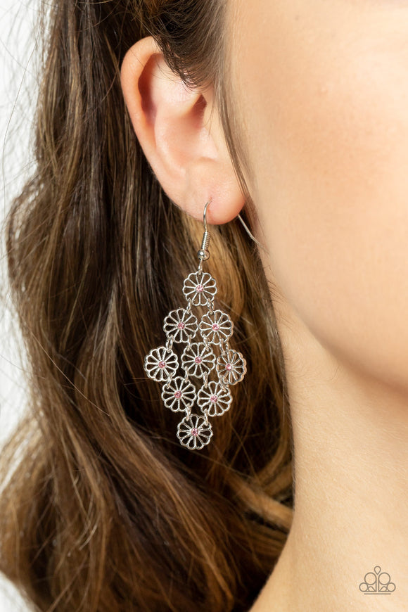 Bustling Blooms - Pink Earrings - Paparazzi Accessories
