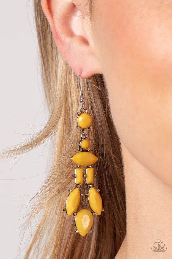 Visually Vivacious - Yellow Earrings - Paparazzi Accessories