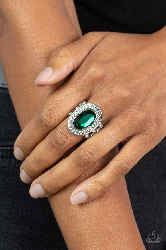 Always OVAL-achieving - Green Ring - Paparazzi Accessories