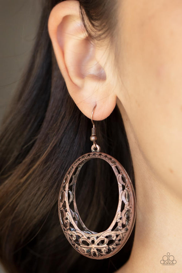 Gardenista Grandeur - Copper Earrings - Paparazzi Accessories