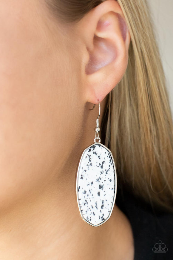 Stone Sculptures - White Earrings - Paparazzi Accessories