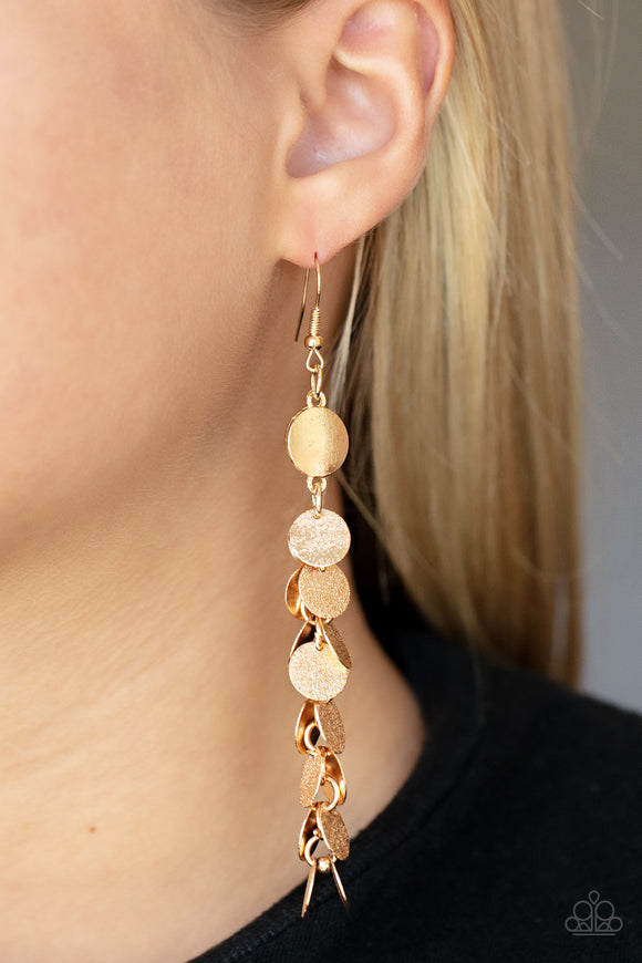 Game CHIME - Gold Earrings - Paparazzi Accessories
