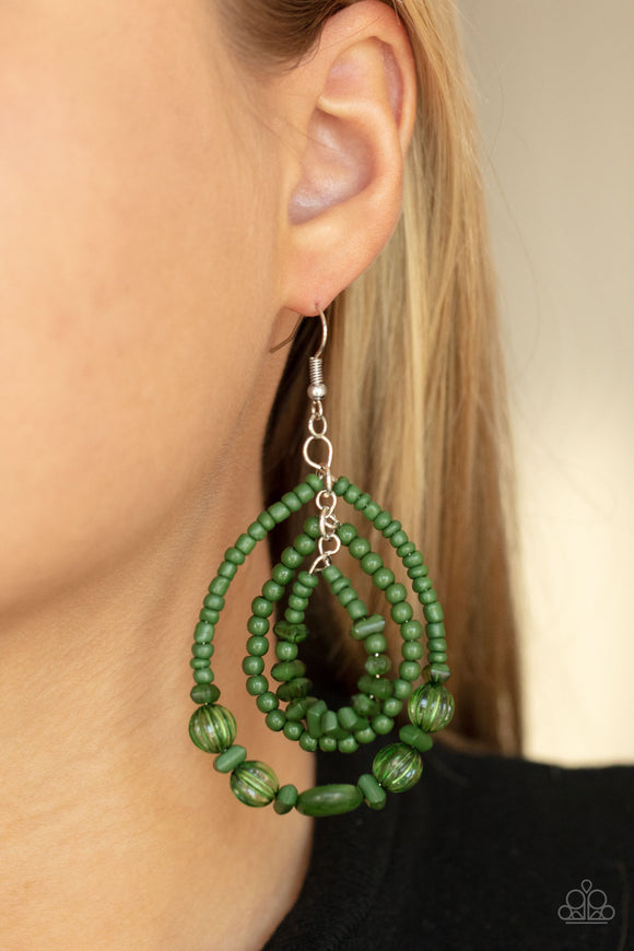 Prana Party - Green Earrings - Paparazzi Accessories