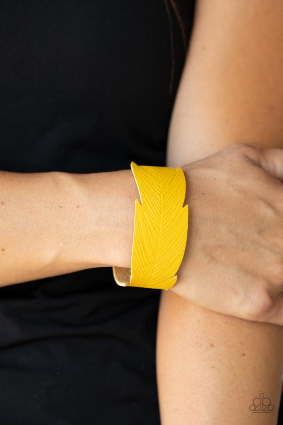 Whimsically Winging It - Yellow Bracelet - Paparazzi Accessories
