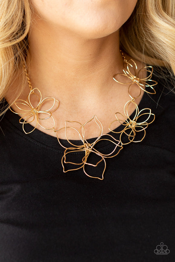 Flower Garden Fashionista - Gold Necklace - Paparazzi Accessories