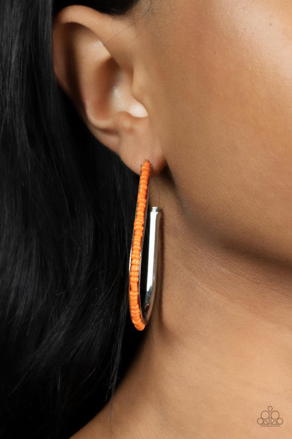 Beaded Bauble - Orange Earrings - Paparazzi Accessories