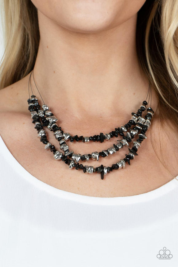 Placid Pebbles - Black Necklace - Paparazzi Accessories