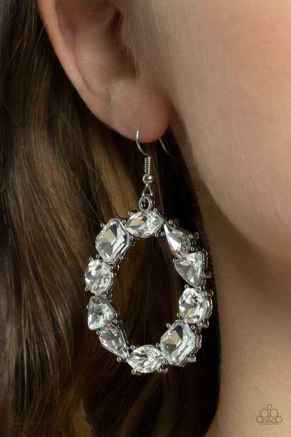 GLOWING in Circles - White Earring Earrings - Paparazzi Accessories