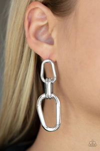 Harmonic Hardware - Silver Post Earrings - Paparazzi Accessories