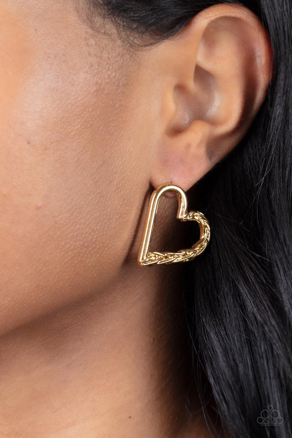 Cupid, Who? - Gold Post Earrings - Paparazzi Accessories