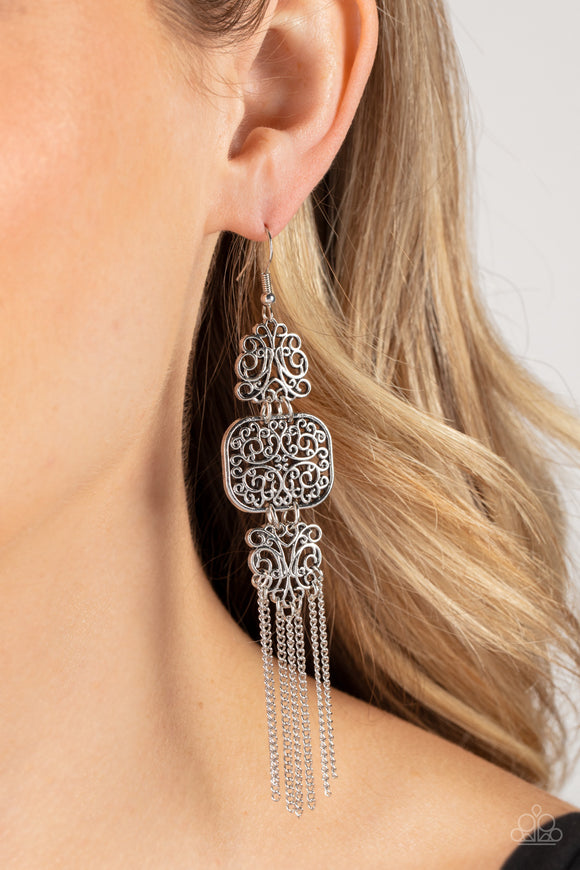 Eastern Elegance - Silver Earrings - Paparazzi Accessories