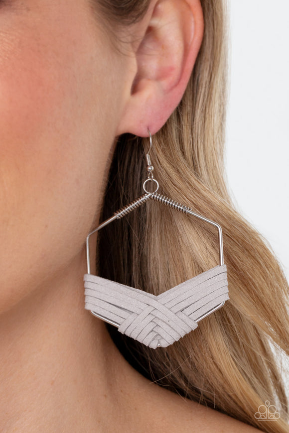 Suede Solstice - Silver Earrings - Paparazzi Accessories