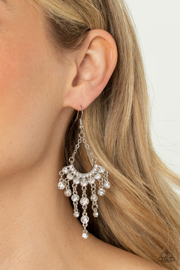 Commanding Candescence - White Earrings - Paparazzi Accessories