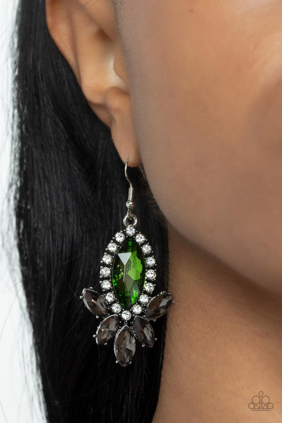 Serving Up Sparkle - Green Earrings - Paparazzi Accessories
