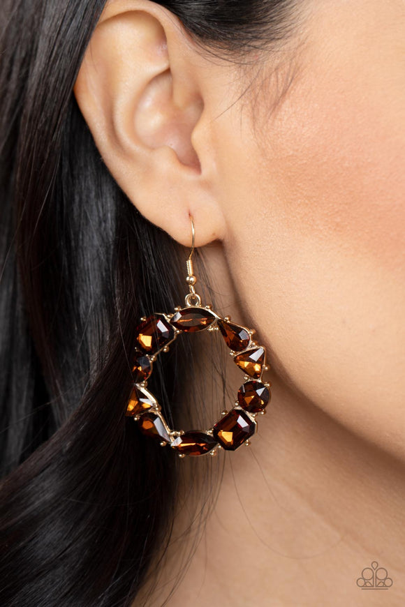 GLOWING in Circles - Brown Earrings - Paparazzi Accessories