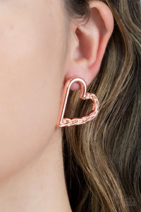 Cupid, Who? - Copper Post Earrings - Paparazzi Accessories