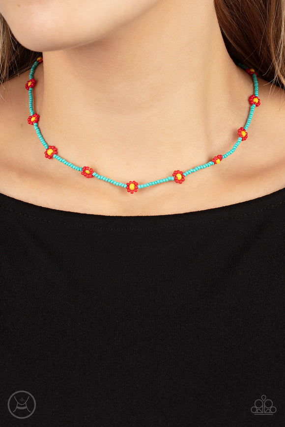 Colorfully Flower Child - Blue Necklace - Paparazzi Accessories