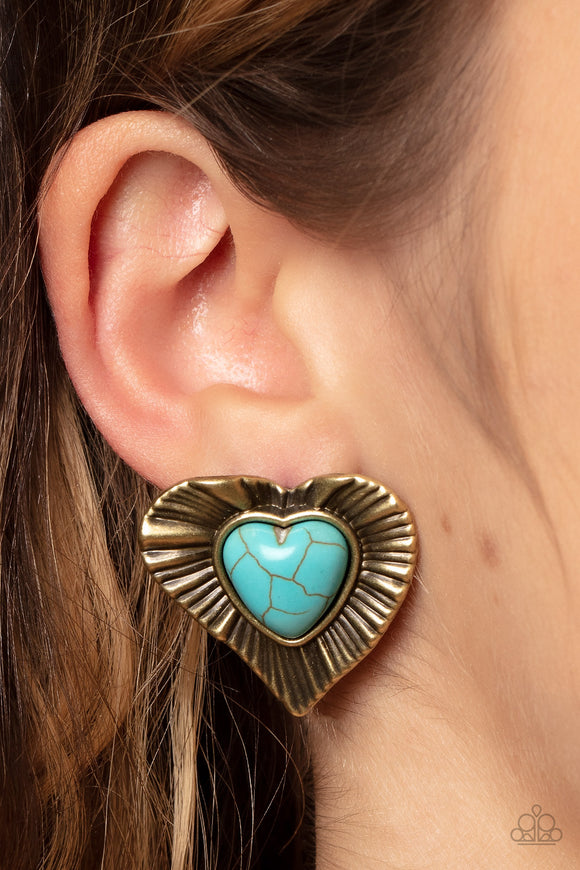 Rustic Romance - Brass Post Earrings - Paparazzi Accessories