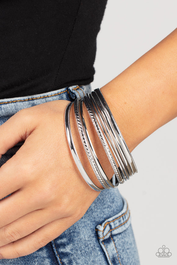 Stackable Shimmer - Silver Bracelet Bracelet - Paparazzi Accessories