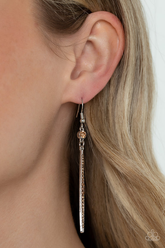 Skyscraping Shimmer - Brown Earrings - Paparazzi Accessories