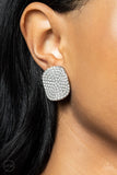 Lunch at the Louvre - White Clip-On Earrings - Paparazzi Accessories