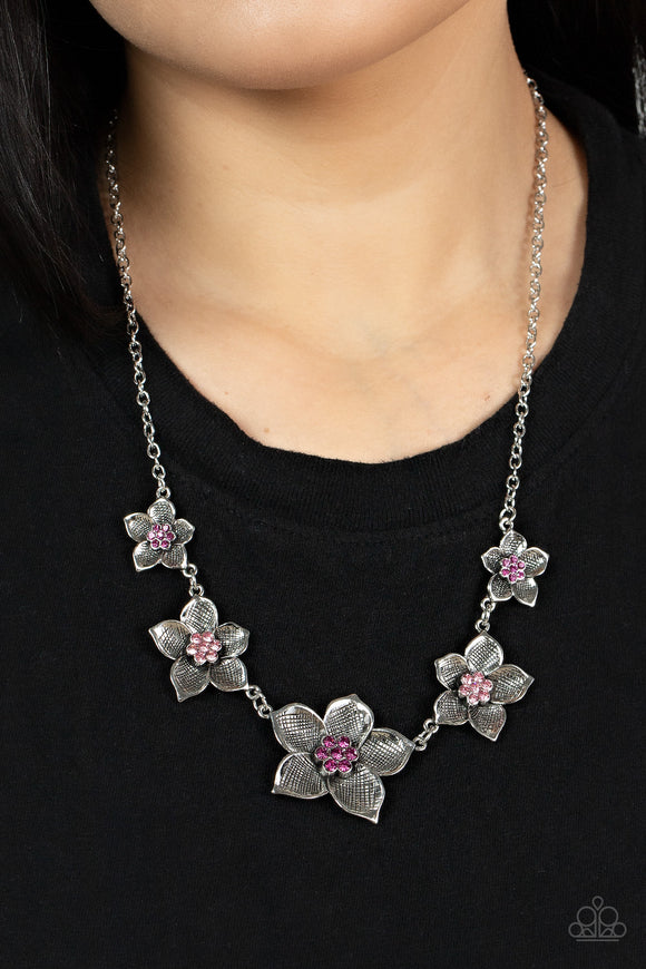 Wallflower Wonderland - Pink Necklace - Paparazzi Accessories
