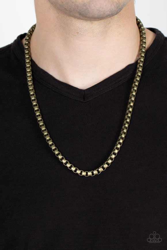 No ENDGAME in Sight - Brass Mens Necklace - Paparazzi Accessories