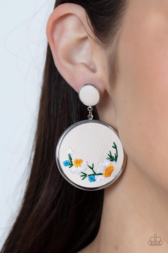 Embroidered Gardens - Multi Post Earrings - Paparazzi Accessories
