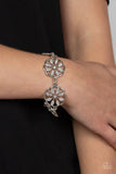 Blooming Bling - White Bracelet - Paparazzi Accessories