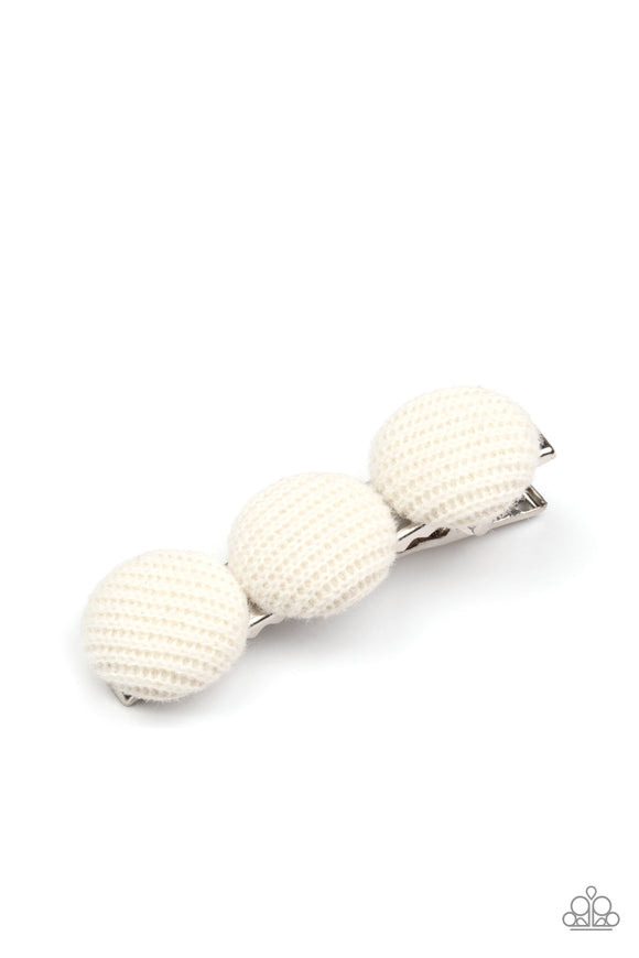 Cute as a Button - White Hair Clip - Paparazzi Accessories