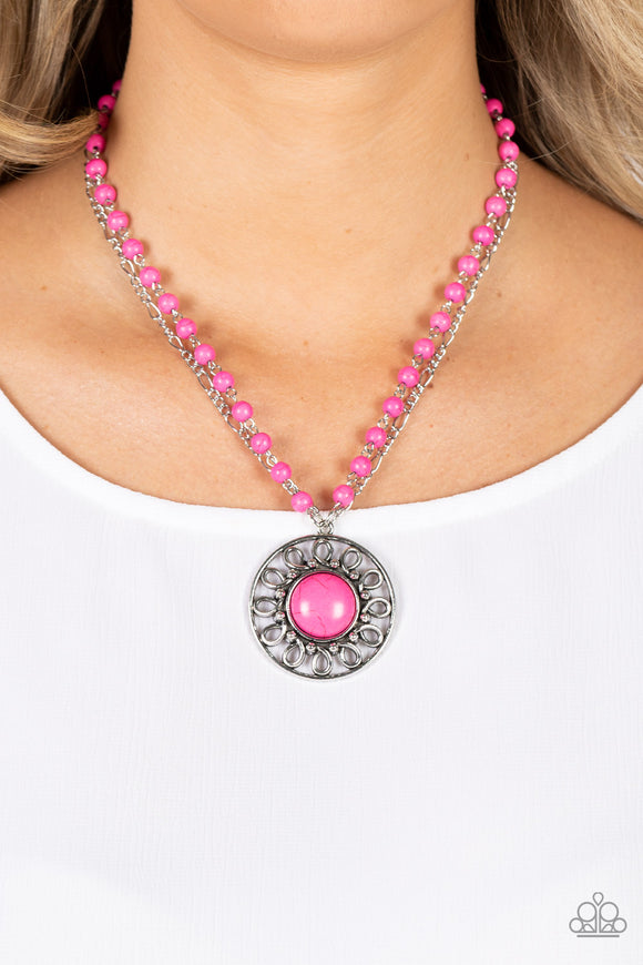 Sahara Suburb - Pink Necklace - Paparazzi Accessories