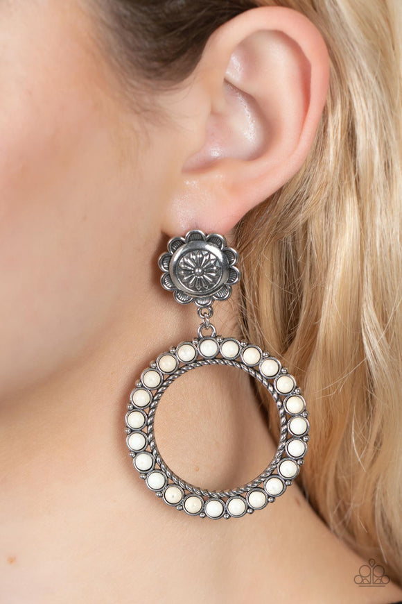 Playfully Prairie - White Post Earrings - Paparazzi Accessories